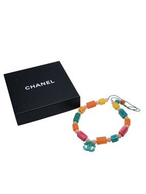 Chanel CC Logo Necklace Plastic Candy Color Multicolor Stone
